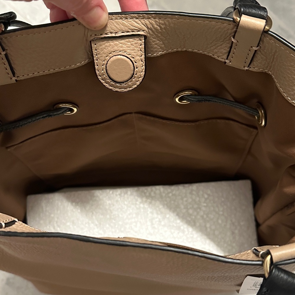 Coach Taupe Leather Purse with Black Accents - Picture 6 of 15